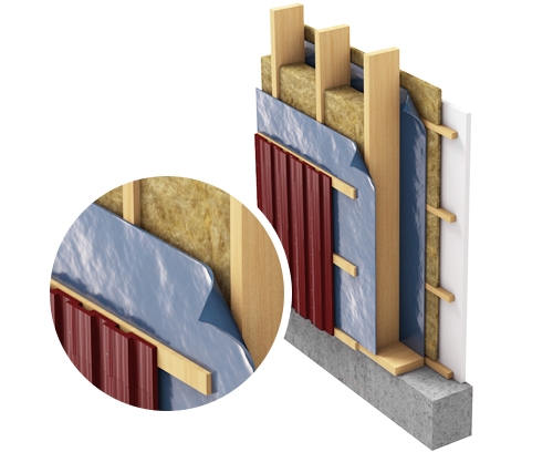 A cross-section of the building wall